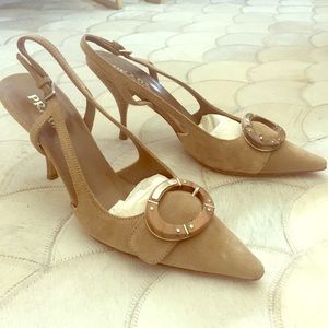 Prada Sling-Heel Suede Heels